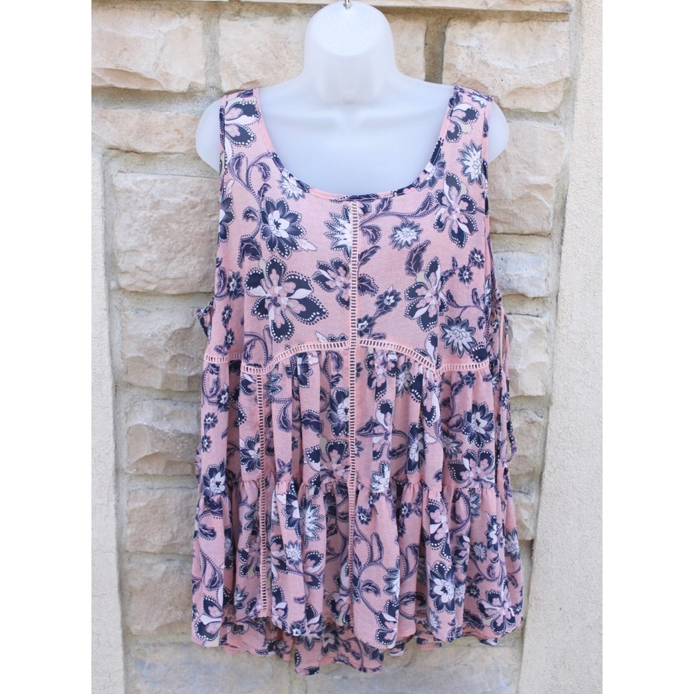 Torrid Pink Floral Flowy Tank Top/Tunic Plus Size